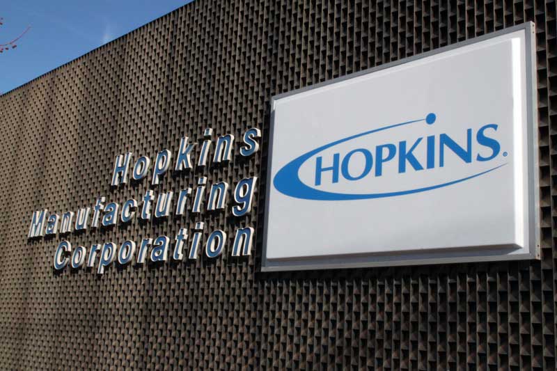 Hopkins Manufacturing Corporation sign on building